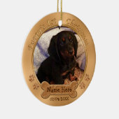 子犬の初めてのクリスマスはあなたの写真、文字を飾ります セラミックオーナメント (右)