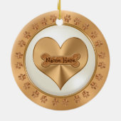 子犬の初めてのクリスマスはあなたの写真、文字を飾ります セラミックオーナメント (裏面)