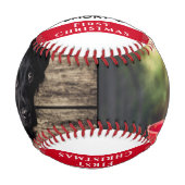 子犬の初めてのクリスマスドッグポーフォトコラージュ 野球ボール (正面)