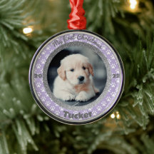 子犬の初めてのクリスマスパープルポープリント