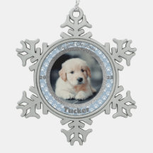 子犬の初めてのクリスマスフォト ブルー足跡
