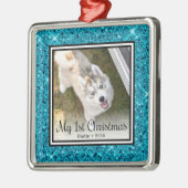 子犬の初めてのクリスマスフォト メタルオーナメント (左)
