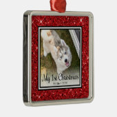 子犬の初めてのクリスマスフォト メタルオーナメント (右)