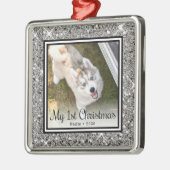 子犬の初めてのクリスマスフォト メタルオーナメント (左)