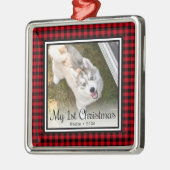 子犬の初めてのクリスマスフォト メタルオーナメント (左)