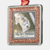 子犬の初めてのクリスマスフォト メタルオーナメント (左)