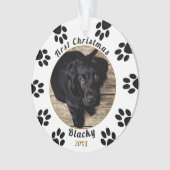 子犬の初めてのクリスマスポープリントドッグ写真 オーナメント (正面)