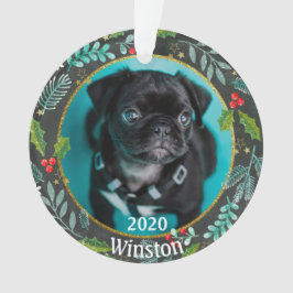 子犬の初めてのクリスマス写真 オーナメント