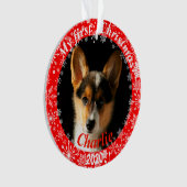 子犬の初めてのクリスマス写真 オーナメント (正面)