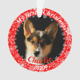 子犬の初めてのクリスマス写真 オーナメント