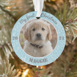 子犬の初めてのクリスマス写真 オーナメント
