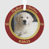 子犬の初めてのクリスマス写真 オーナメント (裏面)