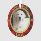 子犬の初めてのクリスマス写真 オーナメント (正面)