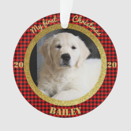 子犬の初めてのクリスマス写真 オーナメント