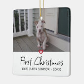 子犬の初めてのクリスマス写真 セラミックオーナメント (左)