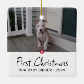 子犬の初めてのクリスマス写真 セラミックオーナメント (裏面)