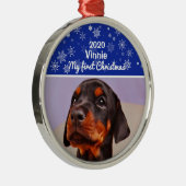 子犬の初めてのクリスマス写真 メタルオーナメント (右)