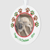 子犬の初めてのクリスマス写真 足跡 グリーン オーナメント (正面)