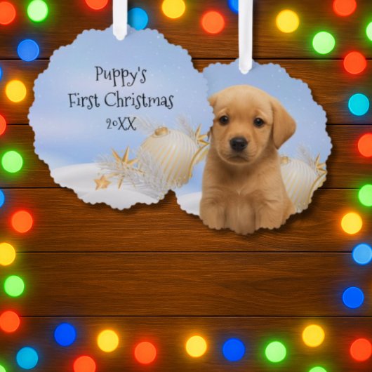 子犬の初めてのクリスマス記念 オーナメントカード