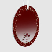 子犬の初めてのクリスマス赤 オーナメント (正面)