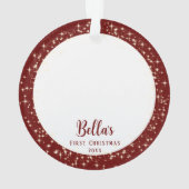 子犬の初めてのクリスマス赤 オーナメント (裏面)