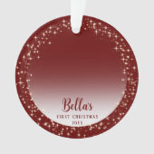 子犬の初めてのクリスマス赤 オーナメント (正面)