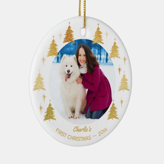 子犬の初めてのクリスマス-カスタムペット写真 セラミックオーナメント (右)