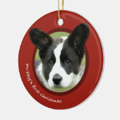 子犬の初めてのクリスマス(カーディガンのウェルシュコーギー) セラミックオーナメント (左)