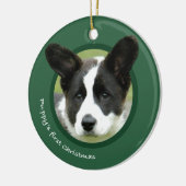 子犬の初めてのクリスマス(カーディガンのウェルシュコーギー) セラミックオーナメント (左)
