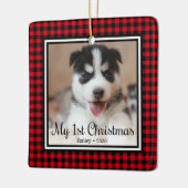 子犬の初めてのクリスマス セラミックオーナメント (左)