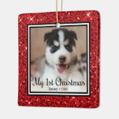 子犬の初めてのクリスマス セラミックオーナメント (左)