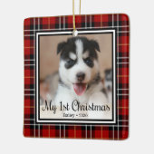 子犬の初めてのクリスマス セラミックオーナメント (左)