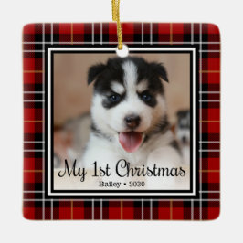 子犬の初めてのクリスマス セラミックオーナメント