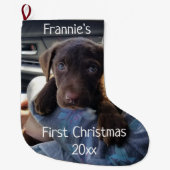 子犬の初めてのクリスマス ラージクリスマスストッキング (正面)