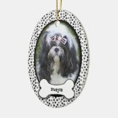 子犬の初めてのクリスマス・養犬・日付 セラミックオーナメント (左)