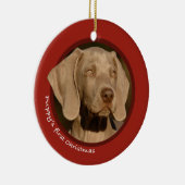 子犬の初めてのクリスマス(Weimaraner) セラミックオーナメント (右)