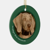 子犬の初めてのクリスマス(Weimaraner) セラミックオーナメント (右)