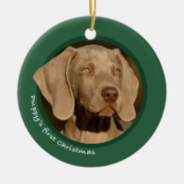 子犬の初めてのクリスマス(Weimaraner) セラミックオーナメント