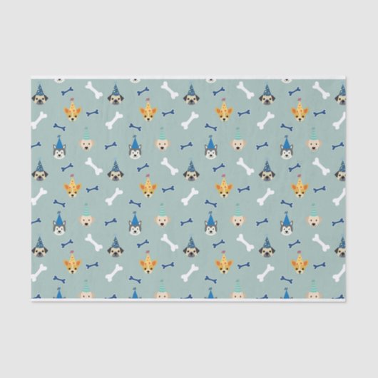 子犬の前足、犬の誕生日パーティー、パーティーハット 薄葉紙 (正面)