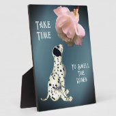 子犬の匂いを嗅ぐのに時間を要感動的する フォトプラーク (側面)