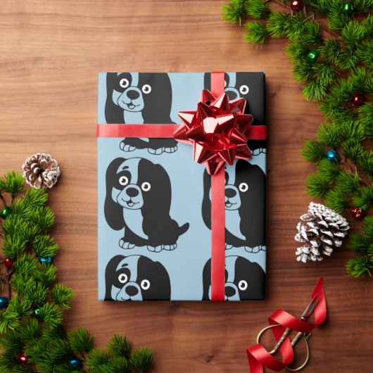 子犬の包装紙 ラッピングペーパー (クリスマスギフト)