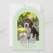 子犬の卒業ペット写真招待状 カード ミント (正面)
