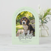 子犬の卒業ペット写真招待状 カード ミント (スタンド正面)