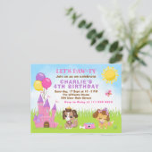 子犬の城 ピンクの誕生日パーティー ポストカード (スタンド正面)