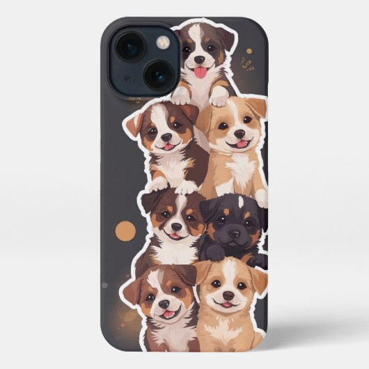 子犬の塔 – かわいい&健康なペットアート iPhoneケース (裏面)