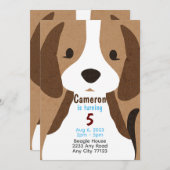 子犬の女の子/男の子の誕生日の招待。編集可能。 招待状 (正面/裏面)