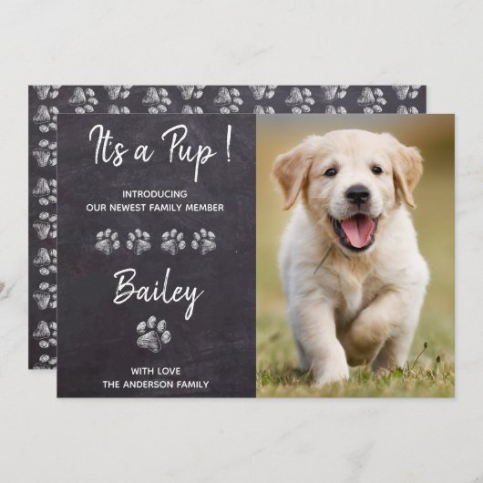 子犬の子犬の新しいペット 案内状 (正面/裏面)