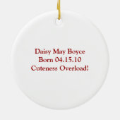 子犬の子猫1stクリスマスレッドグリーンホリーベリー セラミックオーナメント (裏面)