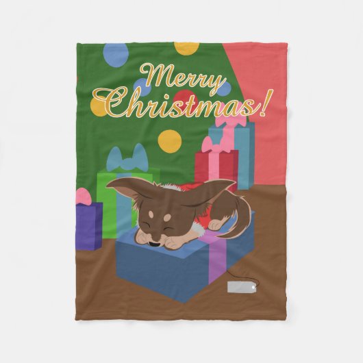 子犬の存在 フリースブランケット (正面)