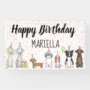 子犬の小さな女の子誕生会 横断幕